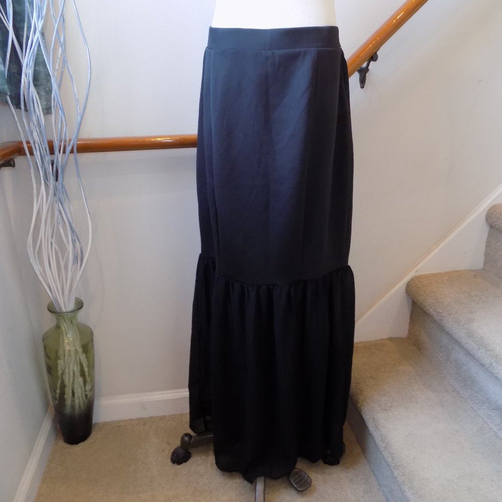 KITSCH Black Fitted Skirt Sheer Bottom Plus Size 1XL